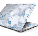Marble & Digital Blue Frosted Foil V3 - Skin Decal Wrap Kit Compatible with the Apple MacBook Pro, Pro with Touch Bar or Air (11", 12", 13", 15" & 16" - All Versions Available)