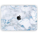 Marble & Digital Blue Frosted Foil V3 - Skin Decal Wrap Kit Compatible with the Apple MacBook Pro, Pro with Touch Bar or Air (11", 12", 13", 15" & 16" - All Versions Available)