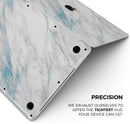 Marble & Digital Blue Frosted Foil V8 - Skin Decal Wrap Kit Compatible with the Apple MacBook Pro, Pro with Touch Bar or Air (11", 12", 13", 15" & 16" - All Versions Available)