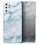 Marble & Digital Blue Frosted Foil V1 - Premium Vinyl Skin Decal for Samsung Galaxy S25 Ultra, S24, S23, S22 & All Galaxy S Models