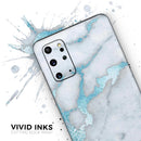 Marble & Digital Blue Frosted Foil V1 - Premium Vinyl Skin Decal for Samsung Galaxy S25 Ultra, S24, S23, S22 & All Galaxy S Models