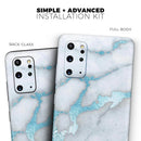Marble & Digital Blue Frosted Foil V1 - Premium Vinyl Skin Decal for Samsung Galaxy S25 Ultra, S24, S23, S22 & All Galaxy S Models