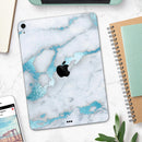 Marble & Digital Blue Frosted Foil V1 - Full Body Skin Decal for the Apple iPad Pro 12.9", 11", 10.5", 9.7", Air or Mini (All Models Available)