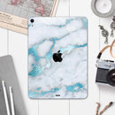 Marble & Digital Blue Frosted Foil V1 - Full Body Skin Decal for the Apple iPad Pro 12.9", 11", 10.5", 9.7", Air or Mini (All Models Available)