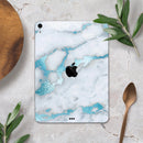 Marble & Digital Blue Frosted Foil V1 - Full Body Skin Decal for the Apple iPad Pro 12.9", 11", 10.5", 9.7", Air or Mini (All Models Available)