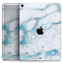 Marble & Digital Blue Frosted Foil V1 vinyl skin on Apple iPad
