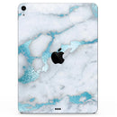Marble & Digital Blue Frosted Foil V1 vinyl skin on Apple iPad