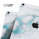 Marble & Digital Blue Frosted Foil V1 - Full Body Skin Decal for the Apple iPad Pro 12.9", 11", 10.5", 9.7", Air or Mini (All Models Available)