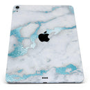 Marble & Digital Blue Frosted Foil V1 - Full Body Skin Decal for the Apple iPad Pro 12.9", 11", 10.5", 9.7", Air or Mini (All Models Available)