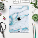 Marble & Digital Blue Frosted Foil V1 - Full Body Skin Decal for the Apple iPad Pro 12.9", 11", 10.5", 9.7", Air or Mini (All Models Available)