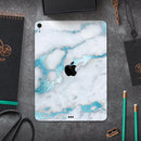 Marble & Digital Blue Frosted Foil V1 - Full Body Skin Decal for the Apple iPad Pro 12.9", 11", 10.5", 9.7", Air or Mini (All Models Available)