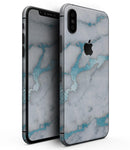 Marble & Digital Blue Frosted Foil V1 - iPhone XS MAX, XS/X, 8/8+, 7/7+, 5/5S/SE Skin-Kit (All iPhones Available)