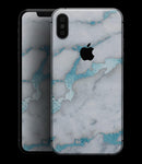 Marble & Digital Blue Frosted Foil V1 - iPhone XS MAX, XS/X, 8/8+, 7/7+, 5/5S/SE Skin-Kit (All iPhones Available)