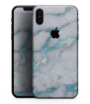 Marble & Digital Blue Frosted Foil V1 - iPhone XS MAX, XS/X, 8/8+, 7/7+, 5/5S/SE Skin-Kit (All iPhones Available)