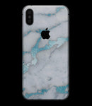 Marble & Digital Blue Frosted Foil V1 - iPhone XS MAX, XS/X, 8/8+, 7/7+, 5/5S/SE Skin-Kit (All iPhones Available)