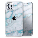 Marble & Digital Blue Frosted Foil V1 - Protective Skin Wrap & Decal – Compatible with iPhone SE to iPhone 17 Pro Max (All Models)