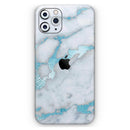 Marble & Digital Blue Frosted Foil V1 - Protective Skin Wrap & Decal – Compatible with iPhone SE to iPhone 17 Pro Max (All Models)