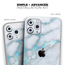 Marble & Digital Blue Frosted Foil V1 - Protective Skin Wrap & Decal – Compatible with iPhone SE to iPhone 17 Pro Max (All Models)