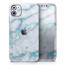 Marble & Digital Blue Frosted Foil V1 - Protective Skin Wrap & Decal – Compatible with iPhone SE to iPhone 17 Pro Max (All Models)