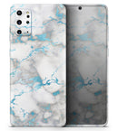 Marble & Digital Blue Frosted Foil V2 - Premium Vinyl Skin Decal for Samsung Galaxy S25 Ultra, S24, S23, S22 & All Galaxy S Models