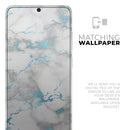 Marble & Digital Blue Frosted Foil V2 - Premium Vinyl Skin Decal for Samsung Galaxy S25 Ultra, S24, S23, S22 & All Galaxy S Models