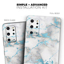 Marble & Digital Blue Frosted Foil V2 - Premium Vinyl Skin Decal for Samsung Galaxy S25 Ultra, S24, S23, S22 & All Galaxy S Models