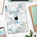 Marble & Digital Blue Frosted Foil V2 - Full Body Skin Decal for the Apple iPad Pro 12.9", 11", 10.5", 9.7", Air or Mini (All Models Available)
