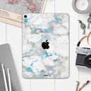 Marble & Digital Blue Frosted Foil V2 - Full Body Skin Decal for the Apple iPad Pro 12.9", 11", 10.5", 9.7", Air or Mini (All Models Available)