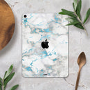 Marble & Digital Blue Frosted Foil V2 - Full Body Skin Decal for the Apple iPad Pro 12.9", 11", 10.5", 9.7", Air or Mini (All Models Available)