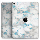 Marble & Digital Blue Frosted Foil V2 vinyl skin on Apple iPad