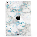 Marble & Digital Blue Frosted Foil V2 vinyl skin on Apple iPad