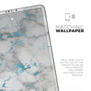 Marble & Digital Blue Frosted Foil V2 - Full Body Skin Decal for the Apple iPad Pro 12.9", 11", 10.5", 9.7", Air or Mini (All Models Available)