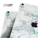 Marble & Digital Blue Frosted Foil V2 - Full Body Skin Decal for the Apple iPad Pro 12.9", 11", 10.5", 9.7", Air or Mini (All Models Available)