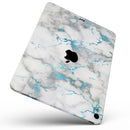 Marble & Digital Blue Frosted Foil V2 - Full Body Skin Decal for the Apple iPad Pro 12.9", 11", 10.5", 9.7", Air or Mini (All Models Available)
