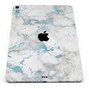 Marble & Digital Blue Frosted Foil V2 - Full Body Skin Decal for the Apple iPad Pro 12.9", 11", 10.5", 9.7", Air or Mini (All Models Available)