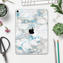 Marble & Digital Blue Frosted Foil V2 - Full Body Skin Decal for the Apple iPad Pro 12.9", 11", 10.5", 9.7", Air or Mini (All Models Available)