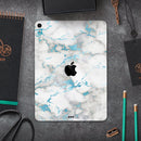 Marble & Digital Blue Frosted Foil V2 - Full Body Skin Decal for the Apple iPad Pro 12.9", 11", 10.5", 9.7", Air or Mini (All Models Available)