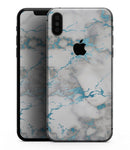 Marble & Digital Blue Frosted Foil V2 - iPhone XS MAX, XS/X, 8/8+, 7/7+, 5/5S/SE Skin-Kit (All iPhones Available)