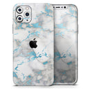 Marble & Digital Blue Frosted Foil V2 - Protective Skin Wrap & Decal – Compatible with iPhone SE to iPhone 17 Pro Max (All Models)