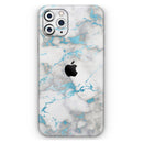 Marble & Digital Blue Frosted Foil V2 - Protective Skin Wrap & Decal – Compatible with iPhone SE to iPhone 17 Pro Max (All Models)