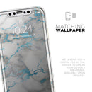 Marble & Digital Blue Frosted Foil V2 - Protective Skin Wrap & Decal – Compatible with iPhone SE to iPhone 17 Pro Max (All Models)
