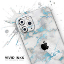 Marble & Digital Blue Frosted Foil V2 - Protective Skin Wrap & Decal – Compatible with iPhone SE to iPhone 17 Pro Max (All Models)