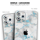 Marble & Digital Blue Frosted Foil V2 - Protective Skin Wrap & Decal – Compatible with iPhone SE to iPhone 17 Pro Max (All Models)