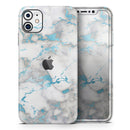 Marble & Digital Blue Frosted Foil V2 - Protective Skin Wrap & Decal – Compatible with iPhone SE to iPhone 17 Pro Max (All Models)