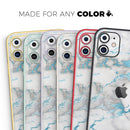 Marble & Digital Blue Frosted Foil V2 - Protective Skin Wrap & Decal – Compatible with iPhone SE to iPhone 17 Pro Max (All Models)