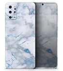 Marble & Digital Blue Frosted Foil V3 - Premium Vinyl Skin Decal for Samsung Galaxy S25 Ultra, S24, S23, S22 & All Galaxy S Models