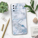 Marble & Digital Blue Frosted Foil V3 - Premium Vinyl Skin Decal for Samsung Galaxy S25 Ultra, S24, S23, S22 & All Galaxy S Models