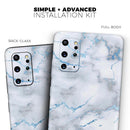 Marble & Digital Blue Frosted Foil V3 - Premium Vinyl Skin Decal for Samsung Galaxy S25 Ultra, S24, S23, S22 & All Galaxy S Models