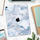 Marble & Digital Blue Frosted Foil V3 - Full Body Skin Decal for the Apple iPad Pro 12.9", 11", 10.5", 9.7", Air or Mini (All Models Available)