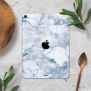 Marble & Digital Blue Frosted Foil V3 - Full Body Skin Decal for the Apple iPad Pro 12.9", 11", 10.5", 9.7", Air or Mini (All Models Available)